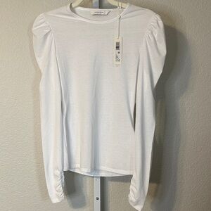 Rebecca Taylor White Ruched Sleeve Long Sleeve Top‎ Size XS